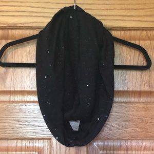 Black infinity scarf with sequins
